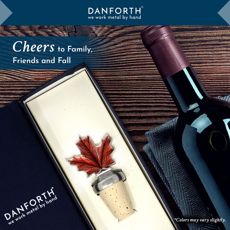 Danforth Maple Leaf Fall/Autumn Bottle Stopper, Pewter, Natural Cork - Handcrafted, Made In USA - Image 4